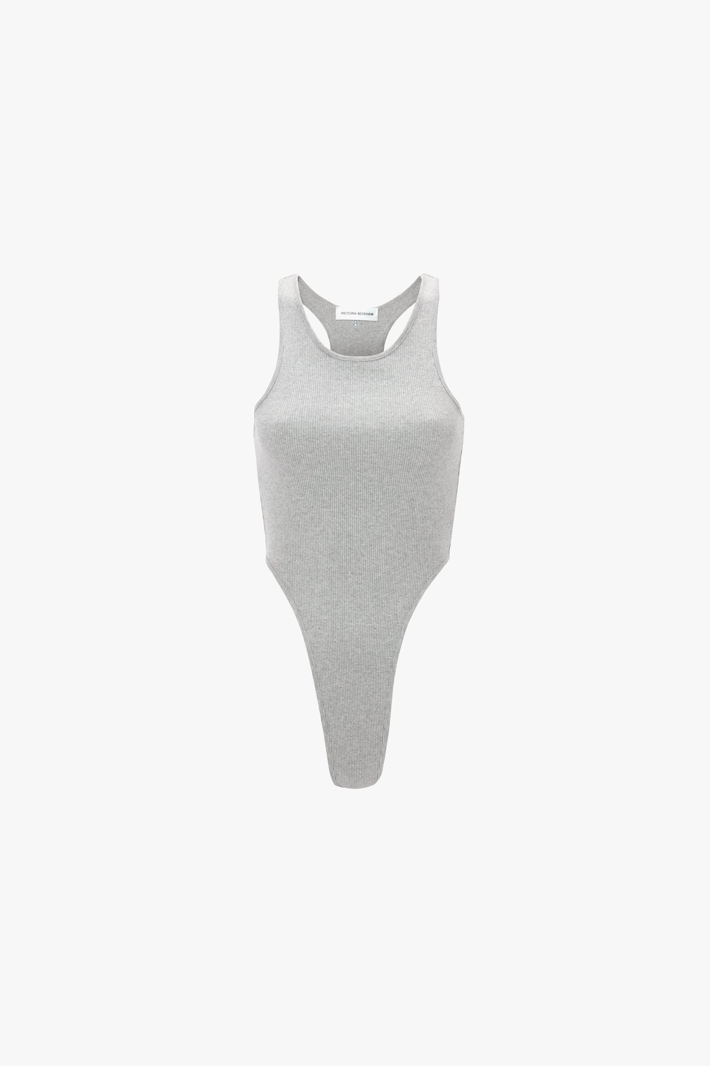 High Leg Bodysuit In Grey Marl