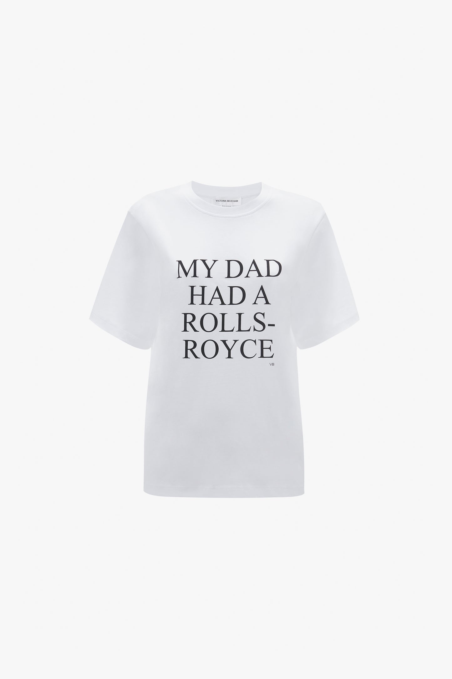 Slogan T-Shirt In White My Dad Had A Rolls-Royce