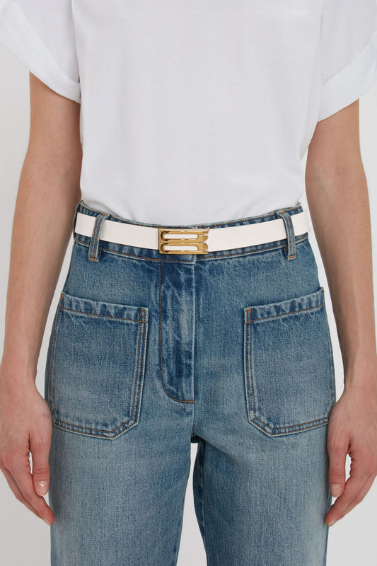 Exclusive Frame Belt In White Leather