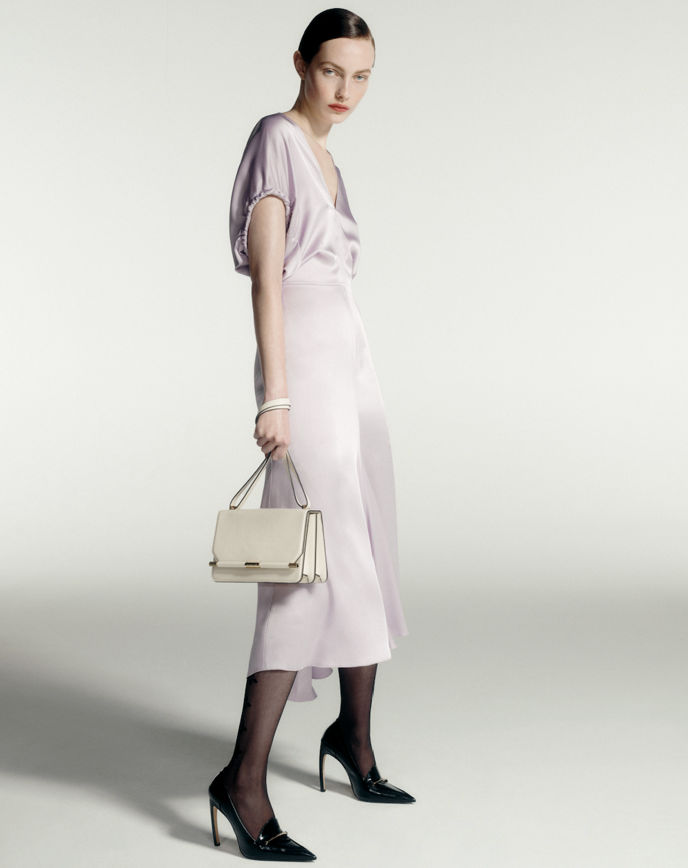 Blouson Detail Midi Dress In Petunia