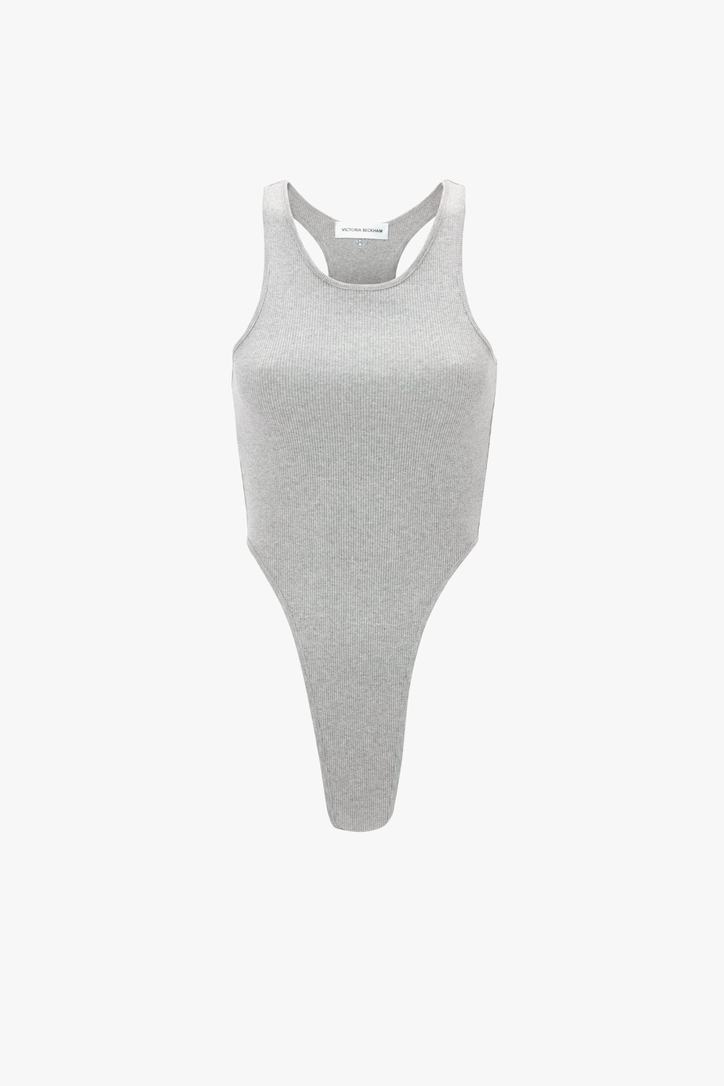 High Leg Bodysuit In Grey Marl