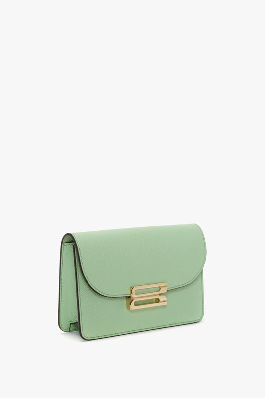 Nano Dorian Wristlet In Jade Grained Leather