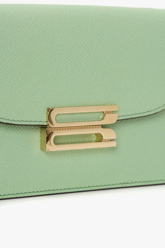 Nano Dorian Wristlet In Jade Grained Leather