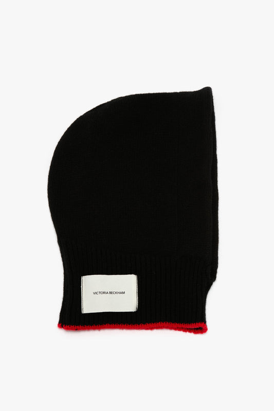 Knitted Hood In Black-Red