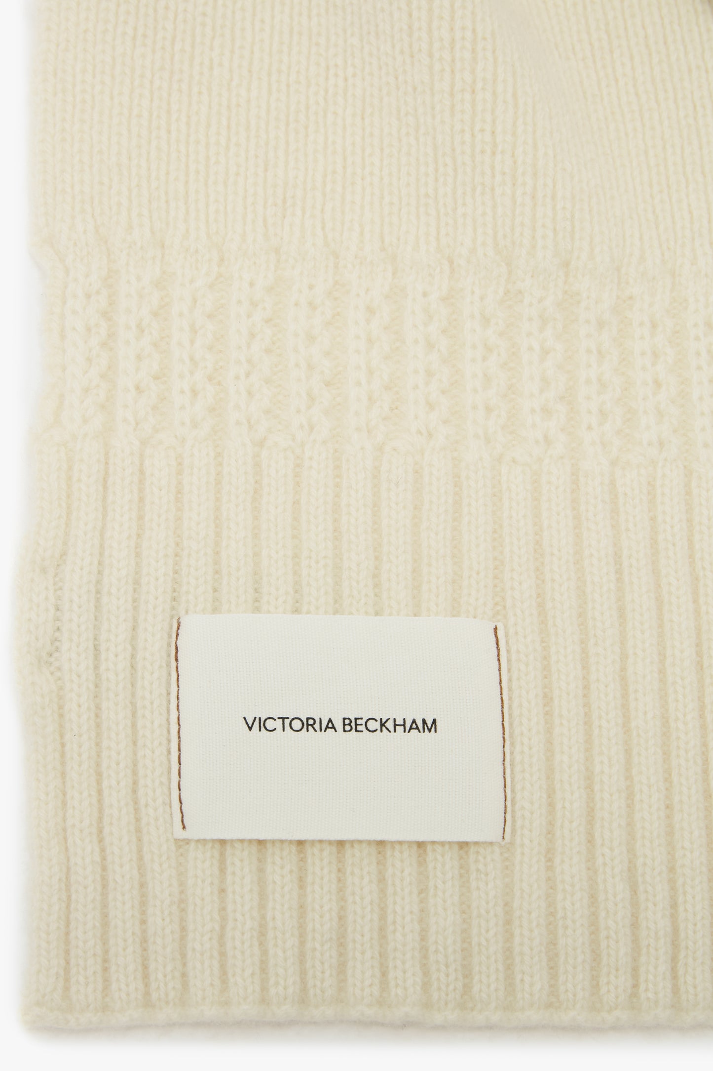 Logo Patch Scarf In Ivory-Camel