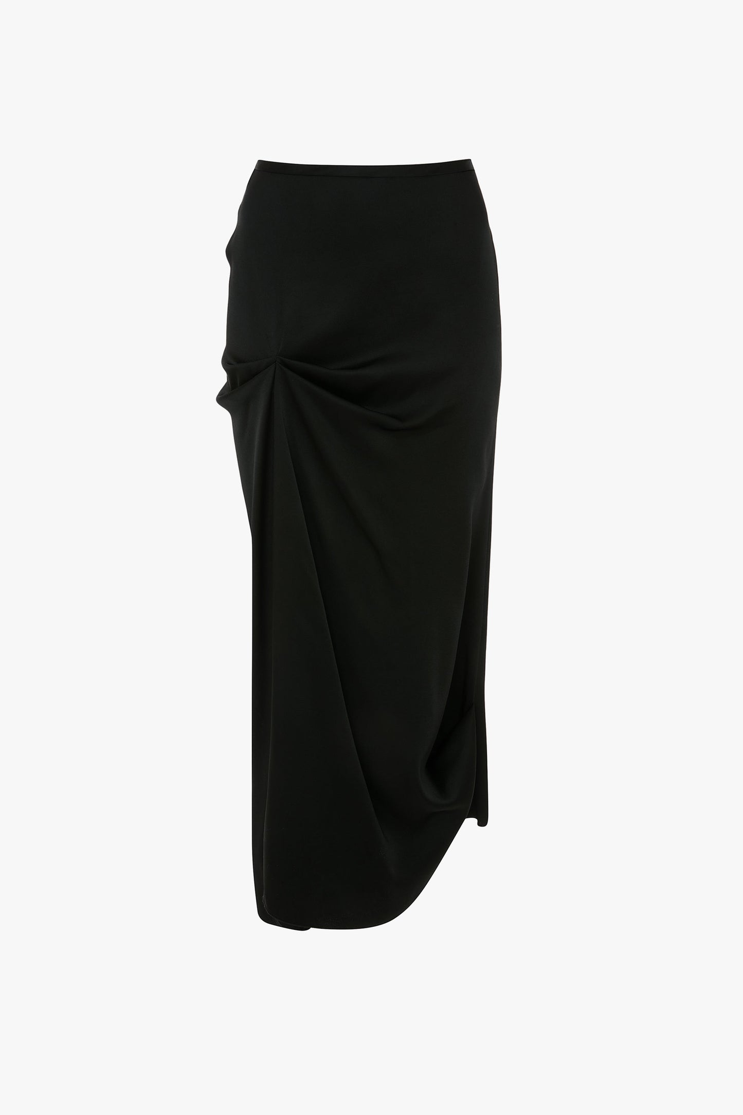 Draped Pleat Detail Skirt In Black