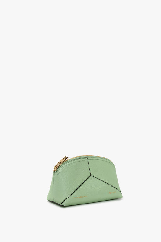 Victoria Mini Wash Bag In Jade Grained Leather