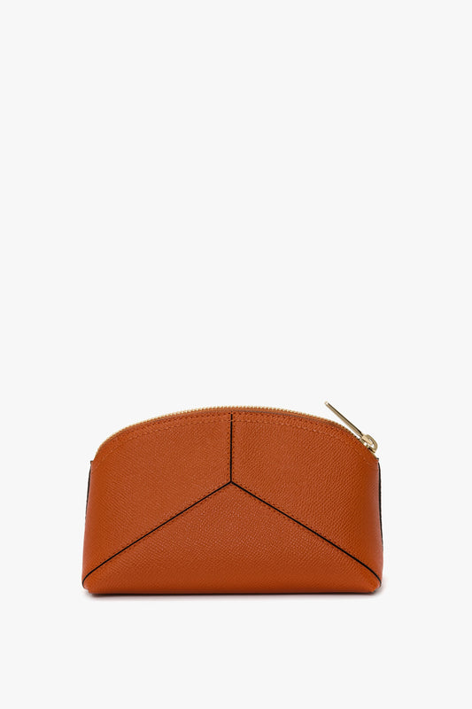 Victoria Mini Wash Bag In Burnt Orange Grained Leather