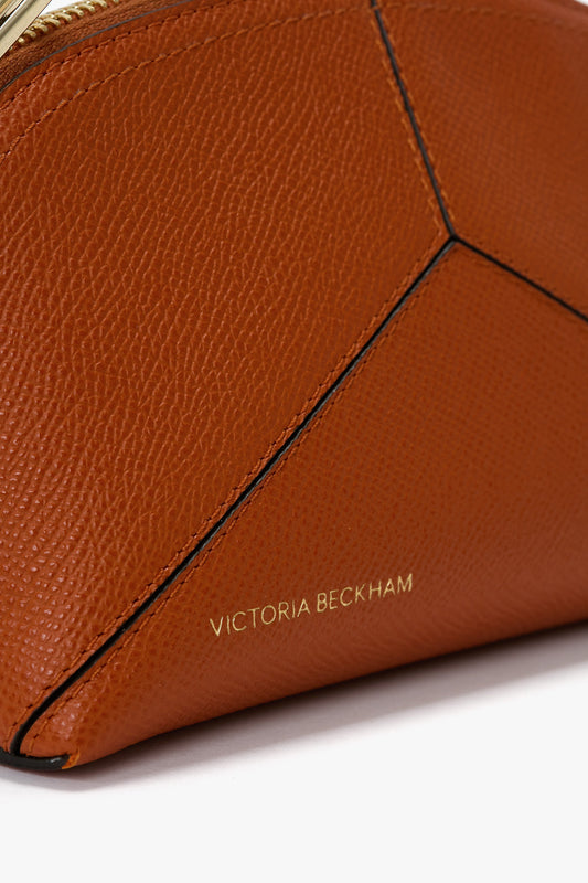 Victoria Mini Wash Bag In Burnt Orange Grained Leather