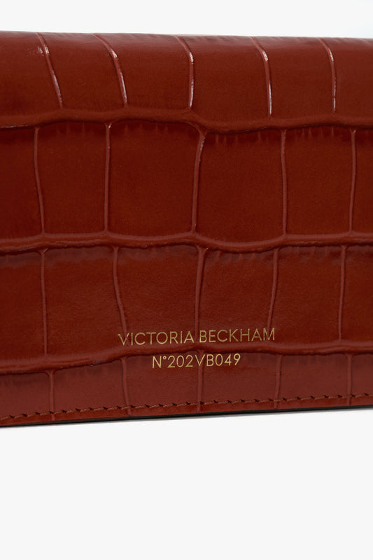 Micro Dorian Bag With Chain Strap In Brick Red Croc Embossed Leather