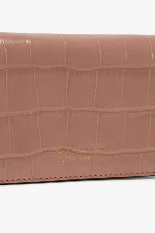 Micro Dorian Bag With Chain Strap In Blush Pink Croc Embossed Leather