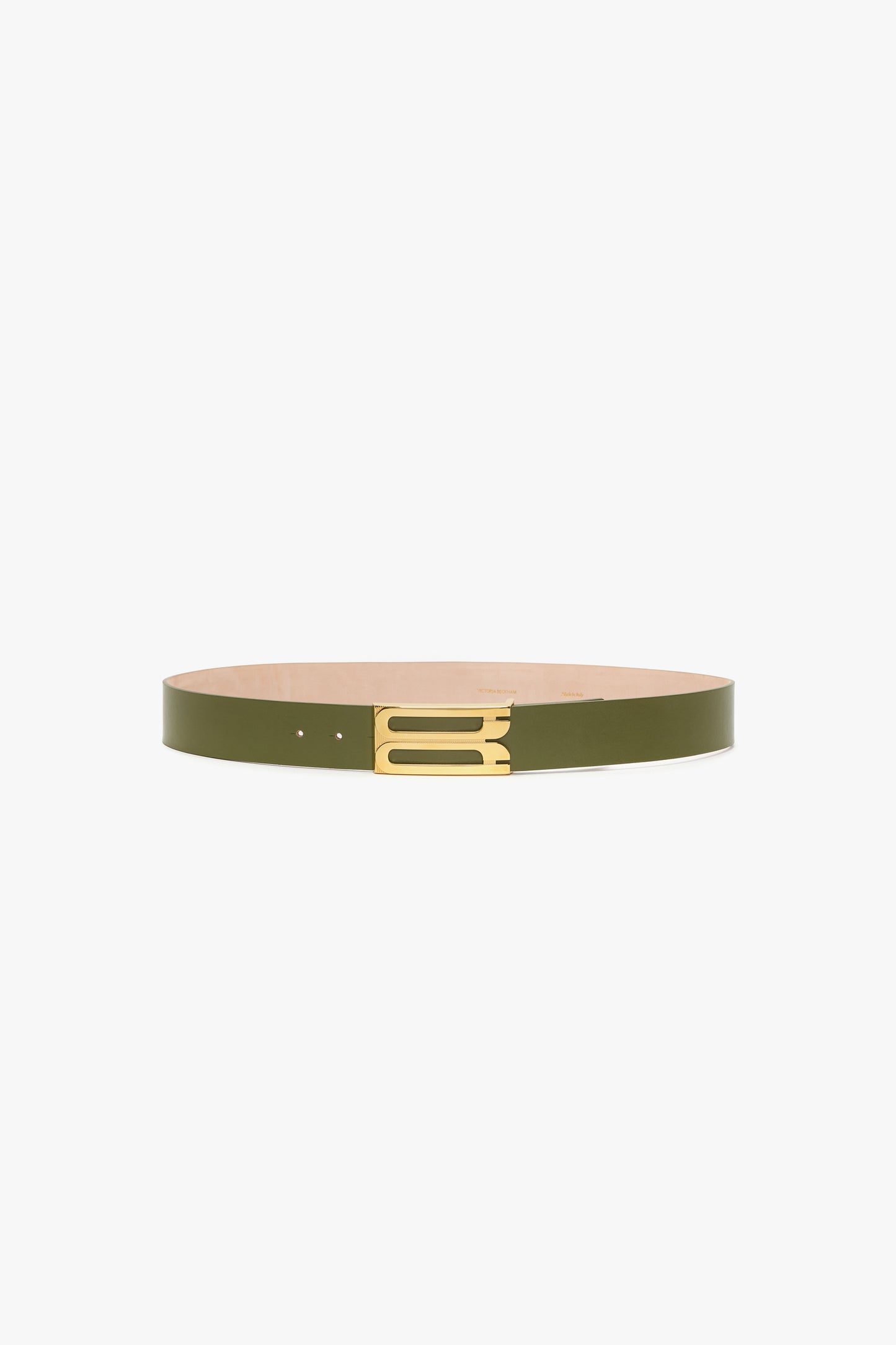 Jumbo Frame Belt In Khaki Smooth Leather