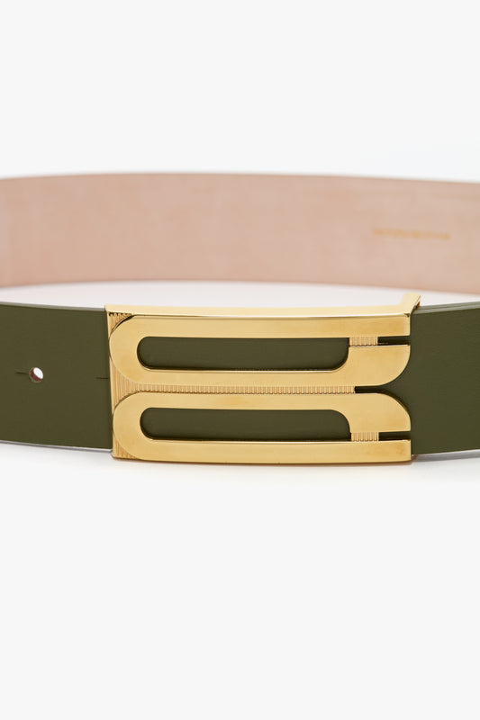 Jumbo Frame Belt In Khaki Smooth Leather