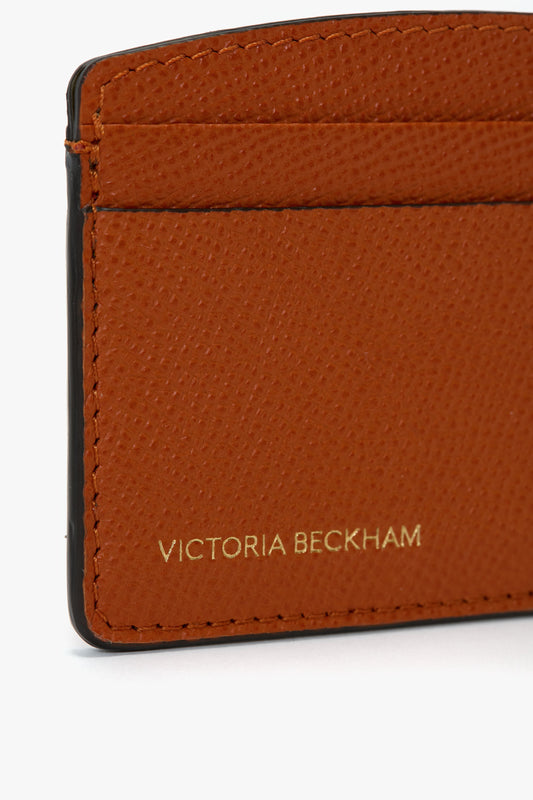 Victoria Card Holder In Burnt Orange Grained Leather