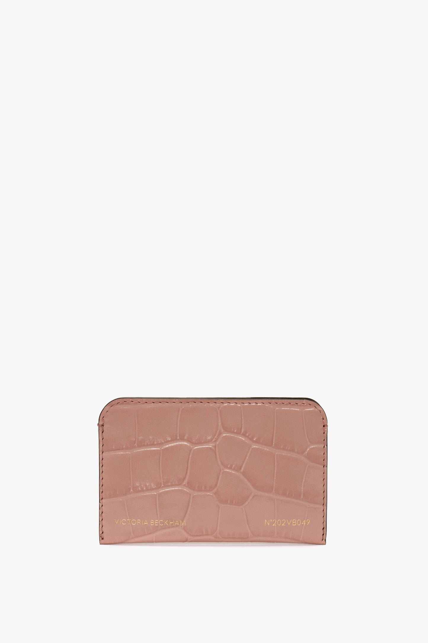 Envelope Card Holder In Blush Pink Croc Embossed Leather