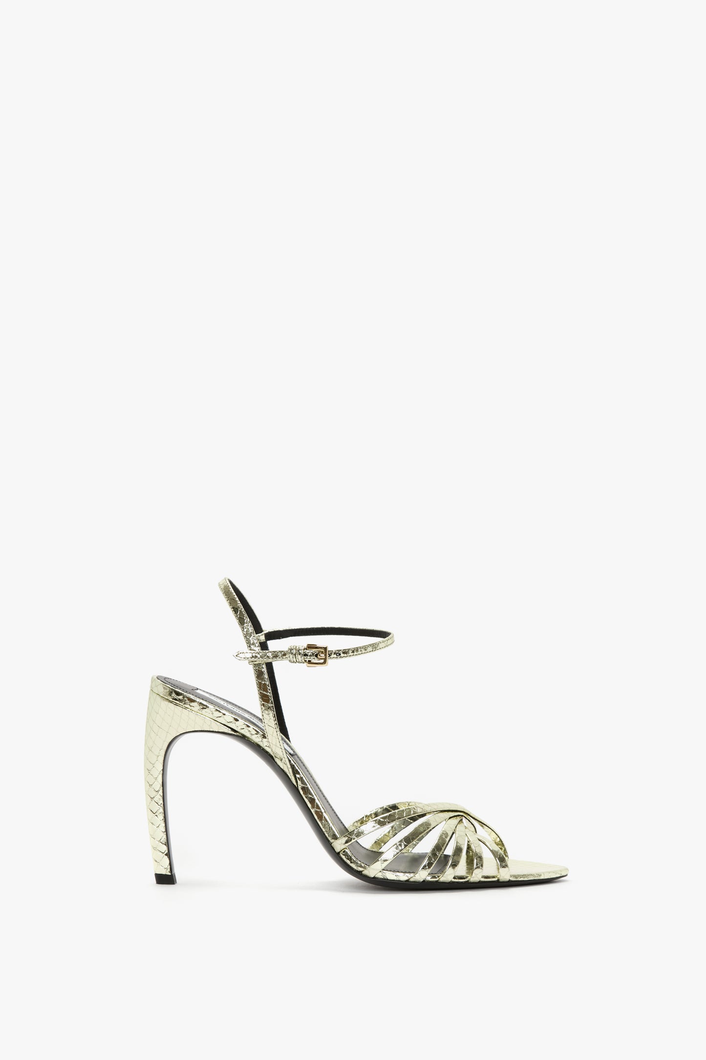 Open Toe Cage Sandal In Python Print Leather