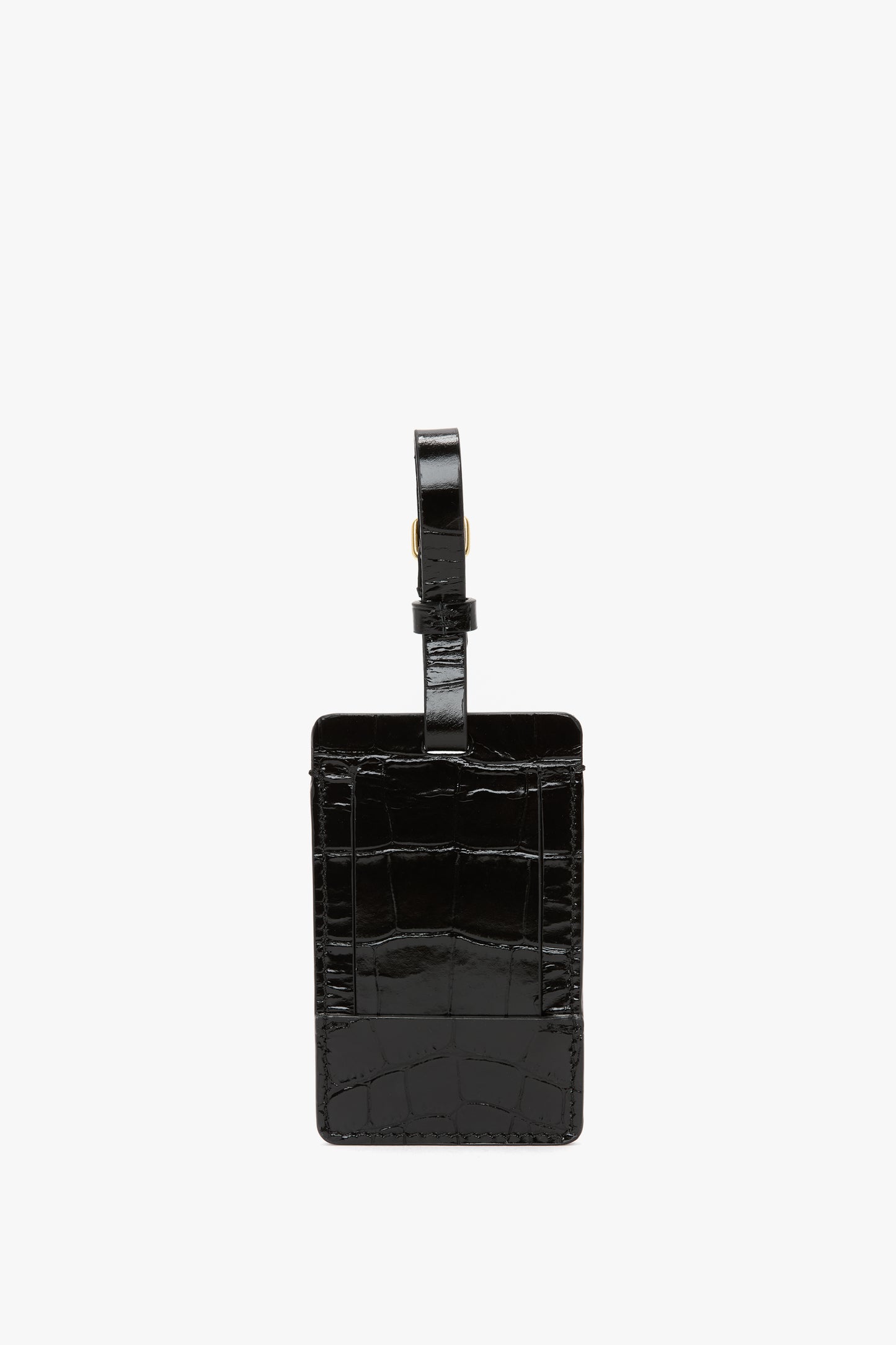 Luggage Tag In Embossed Black Leather