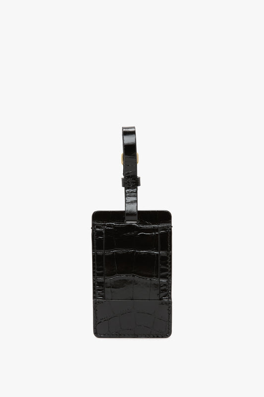Luggage Tag In Embossed Black Leather