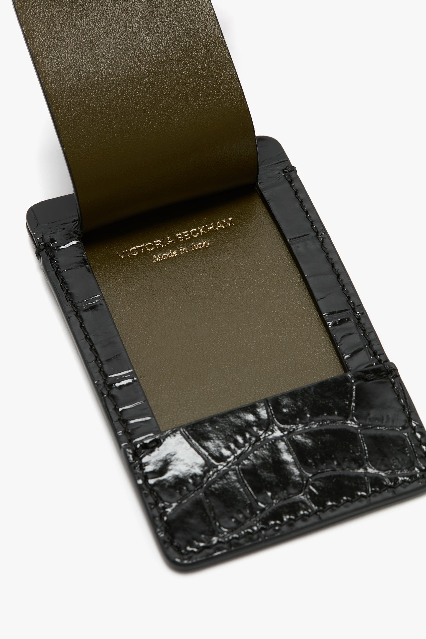 Luggage Tag In Embossed Black Leather