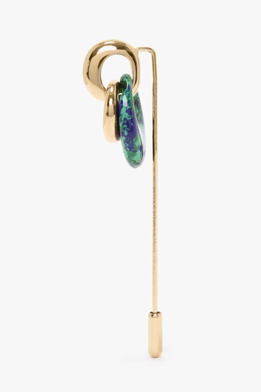 Resin Charm Brooch In Light Gold-Emerald