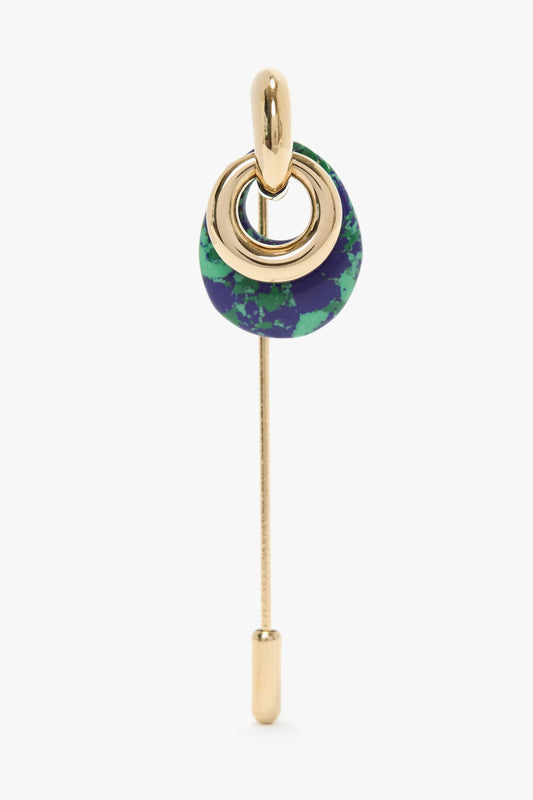 Resin Charm Brooch In Light Gold-Emerald