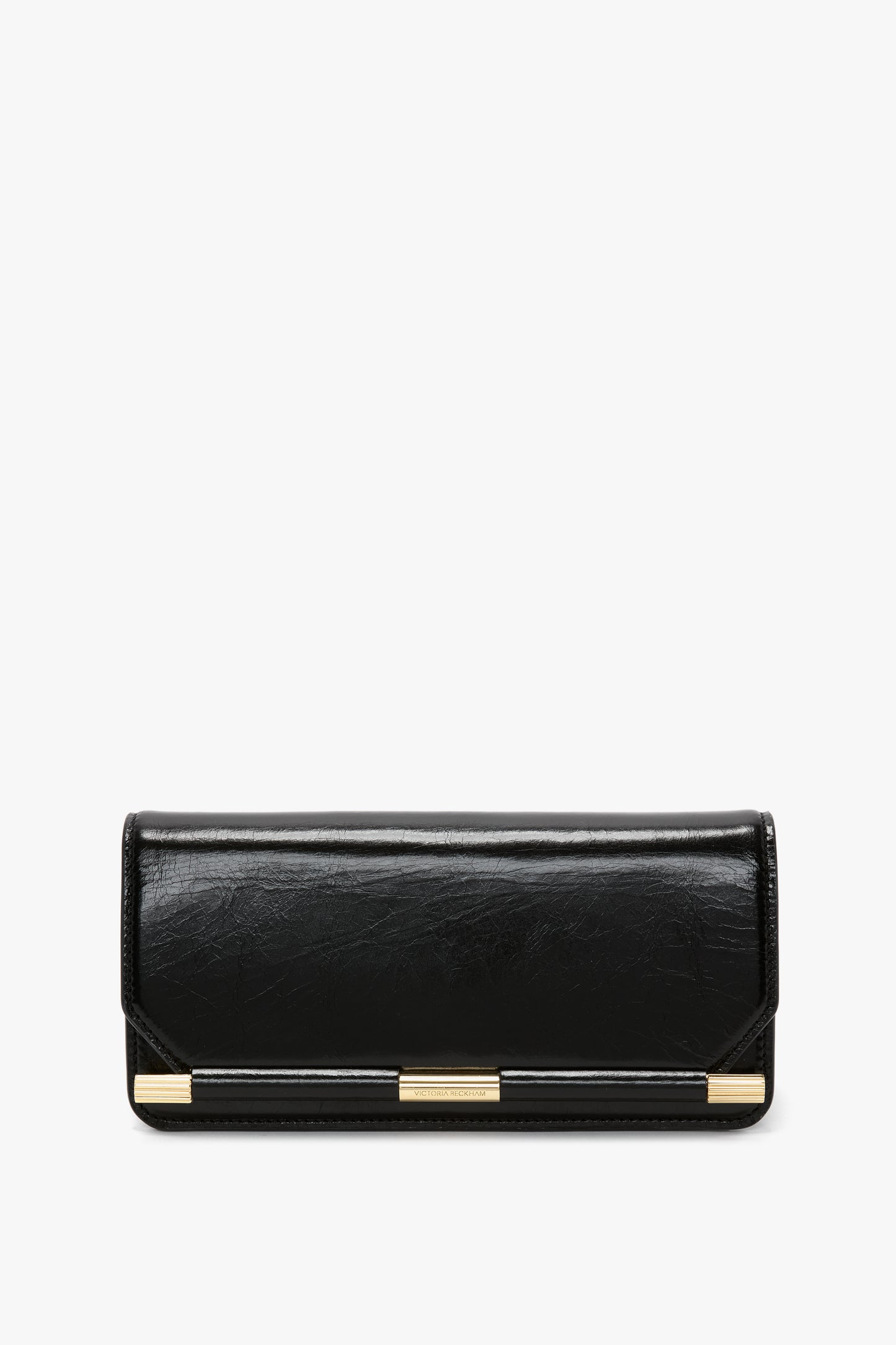 202 Clutch Bag In Black Distressed Leather