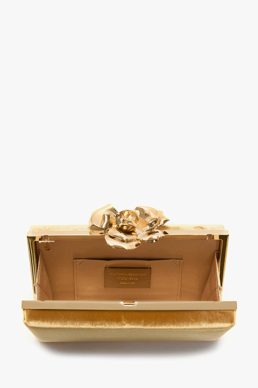 Frame Flower Bag Minaudiere In Light Gold