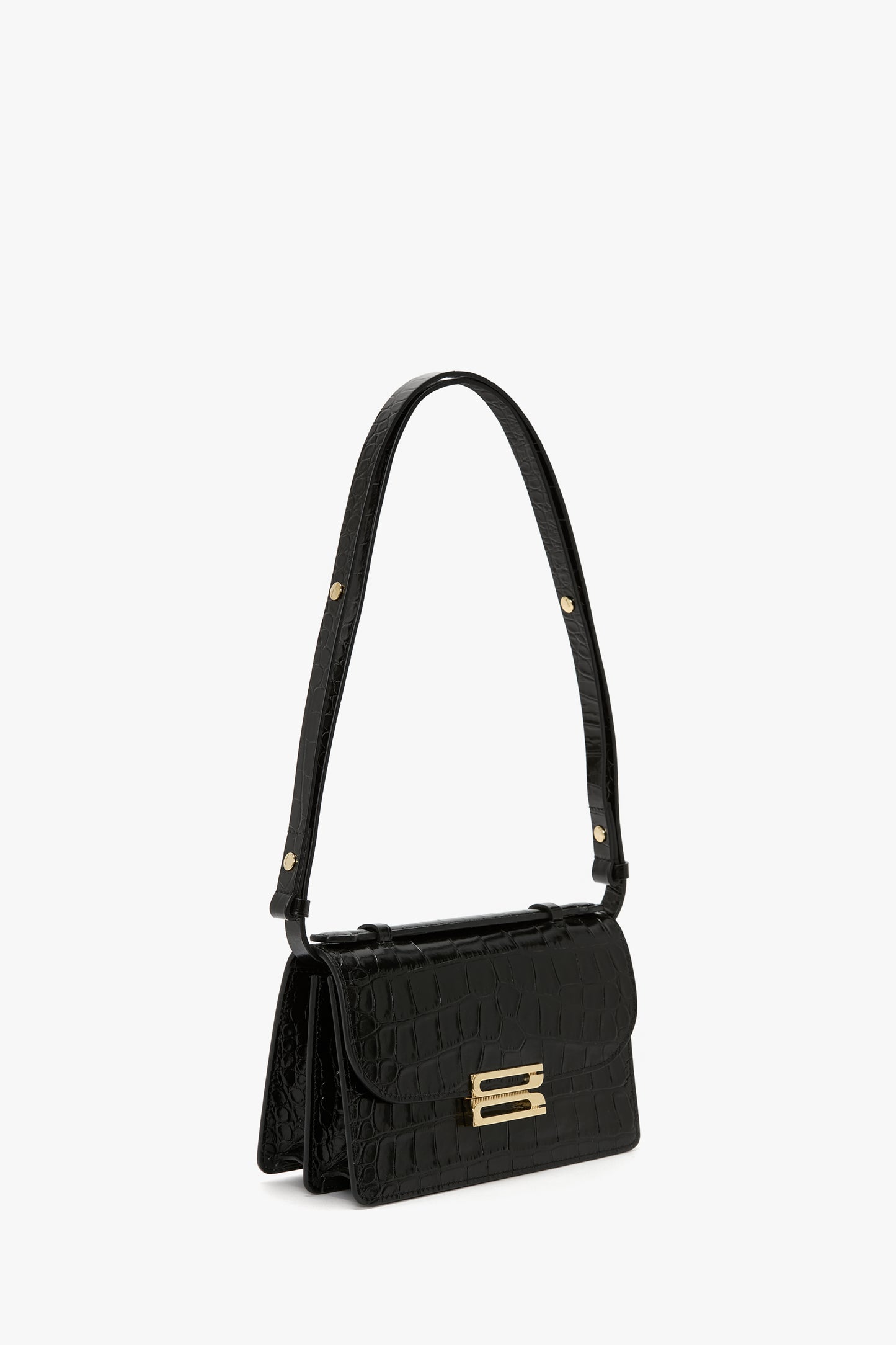 Mini Dorian Bag In Black Croc Embossed Leather