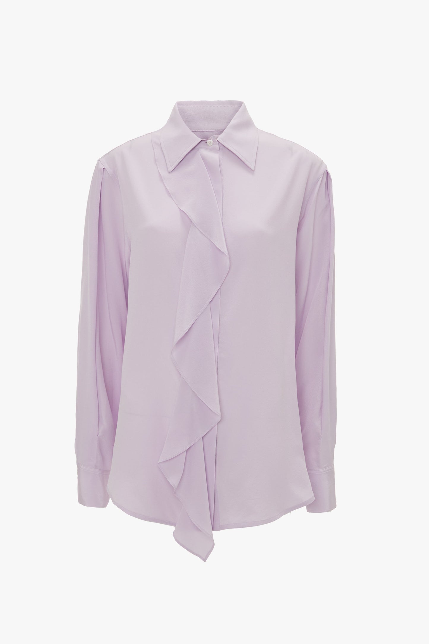 Asymmetric Ruffle Blouse In Petunia