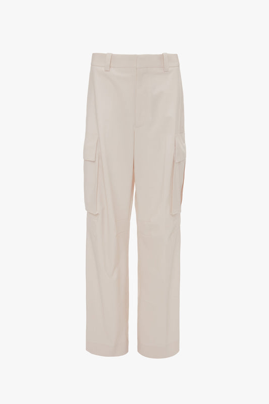Relaxed Cargo Trouser In Bone by Victoria Beckham features a modern relaxed silhouette and multiple pockets.