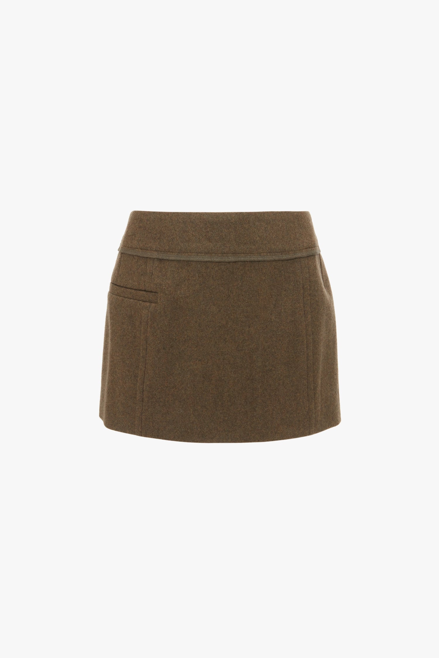 A Victoria Beckham Tailored Mini Skirt In Khaki, featuring a single side pocket and a plain front.
