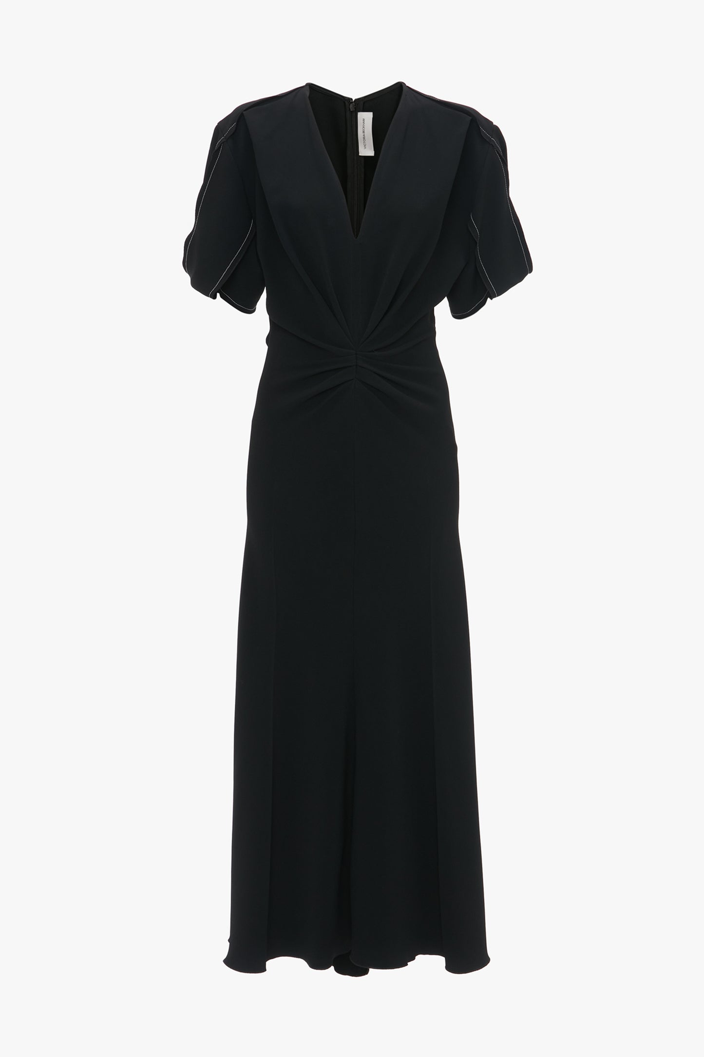 Bela V-Neck Midi Dress in Black