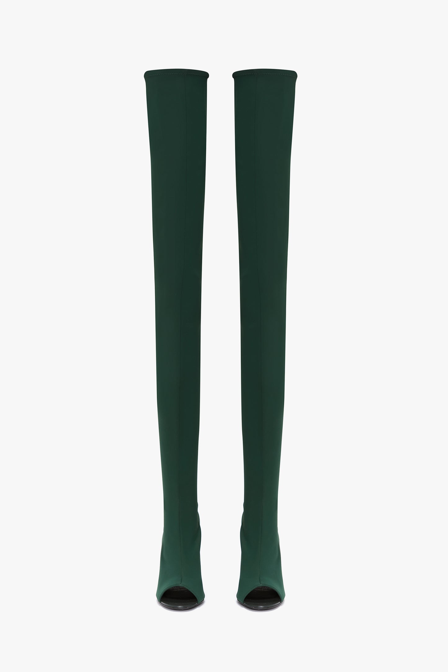 Over The Knee Open Toe Boot In Dark Green