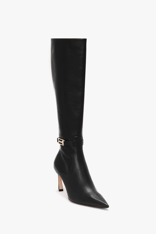 Pointed Toe Boot In Black Soft Calf Leather