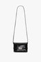 A Mini B Pouch Bag In Croc Effect Black Leather from Victoria Beckham, featuring a decorative silver buckle and a convenient crossbody strap for easy wear.