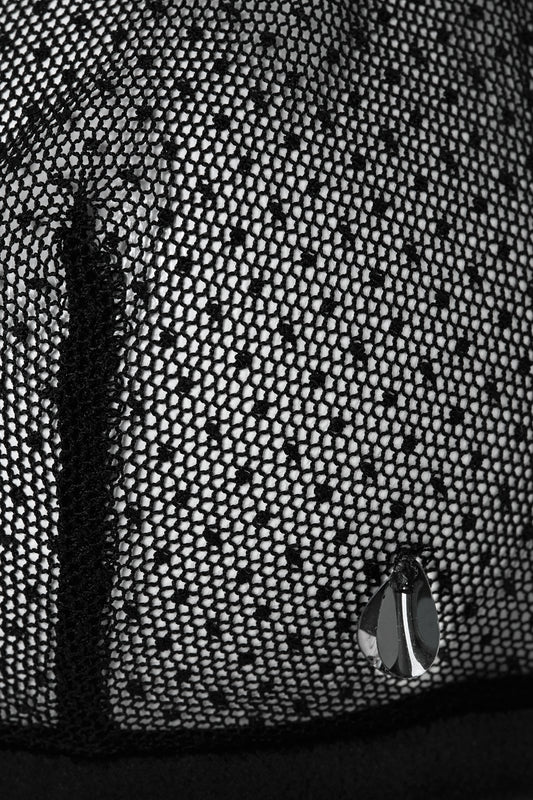 Sequin Detail Mesh Bra In Black