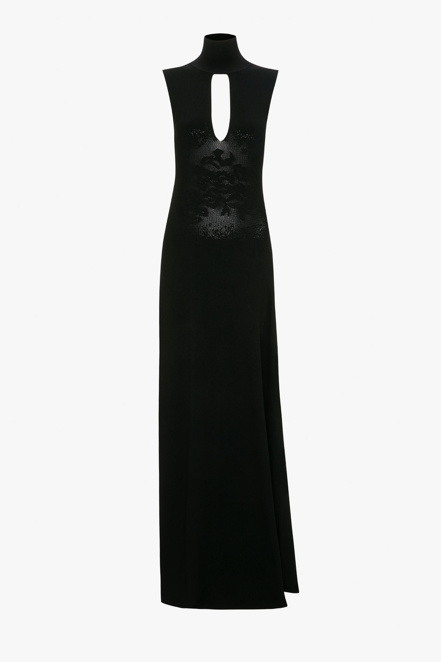 Cut Out Front Floor-Length Dress In Black