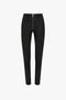 Victoria Beckham Slim Leather Trouser in Black with a front zipper and no visible pockets, offering a sleek alternative to denim, set against a plain white background.