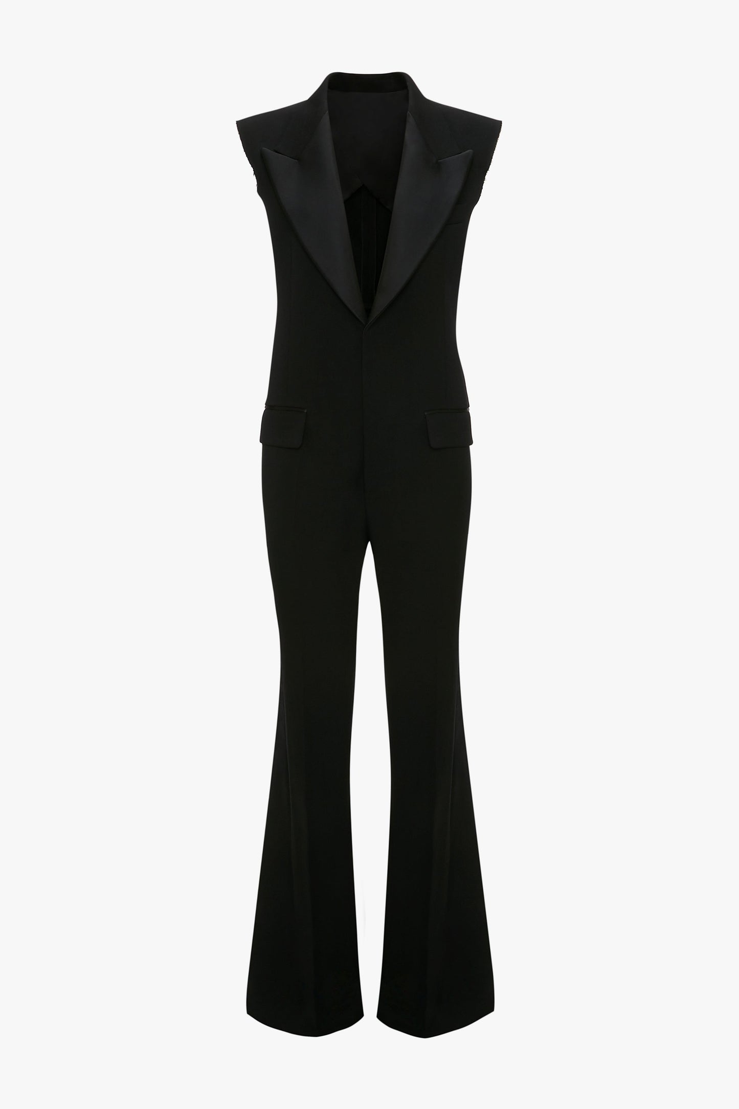 Sleeveless Tuxedo Jumpsuit in Black