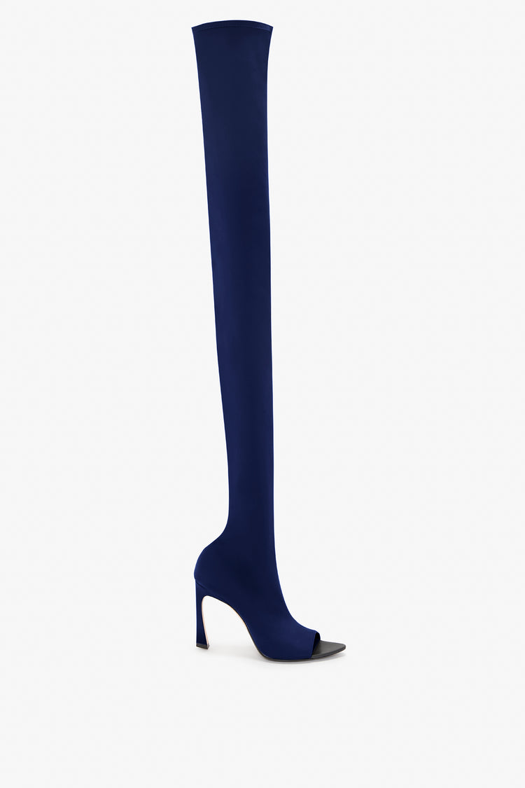 Peep Toe Stretch Jersey Boot In Ultraviolet