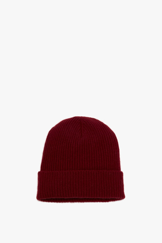 Exclusive Logo Patch Beanie in Burgundy