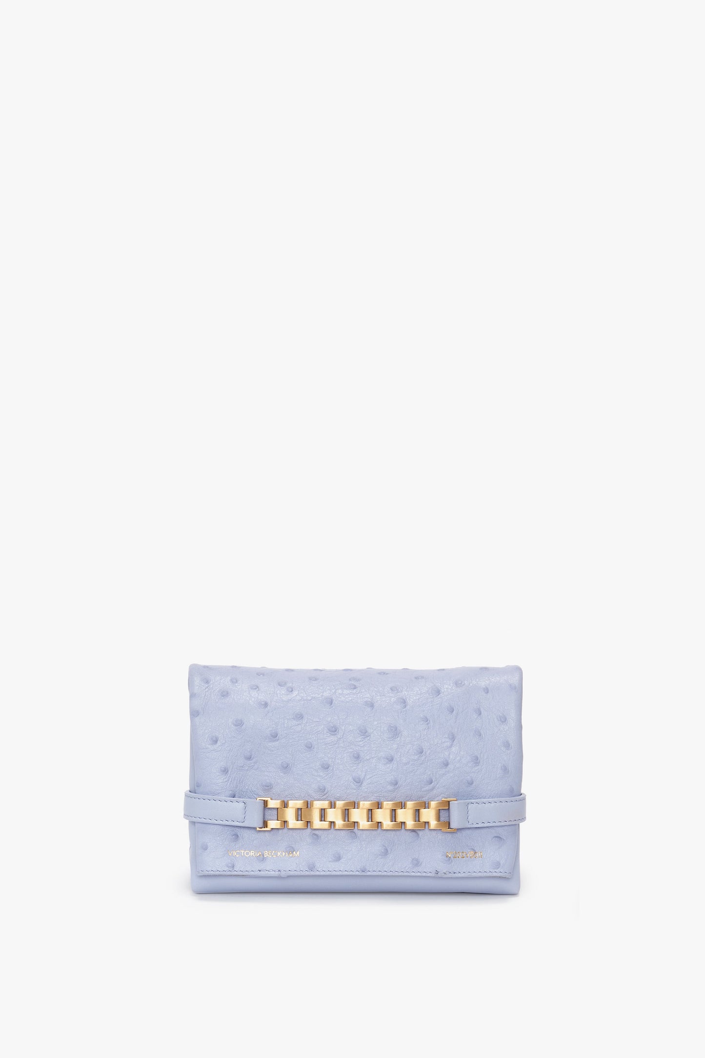 Mini Chain Pouch With Long Strap In Frost Ostrich-Effect Leather