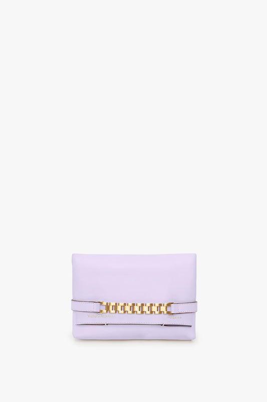 An "Exclusive Mini Chain Pouch Bag With Long Strap In Lilac Leather" by Victoria Beckham, set against a plain white background.