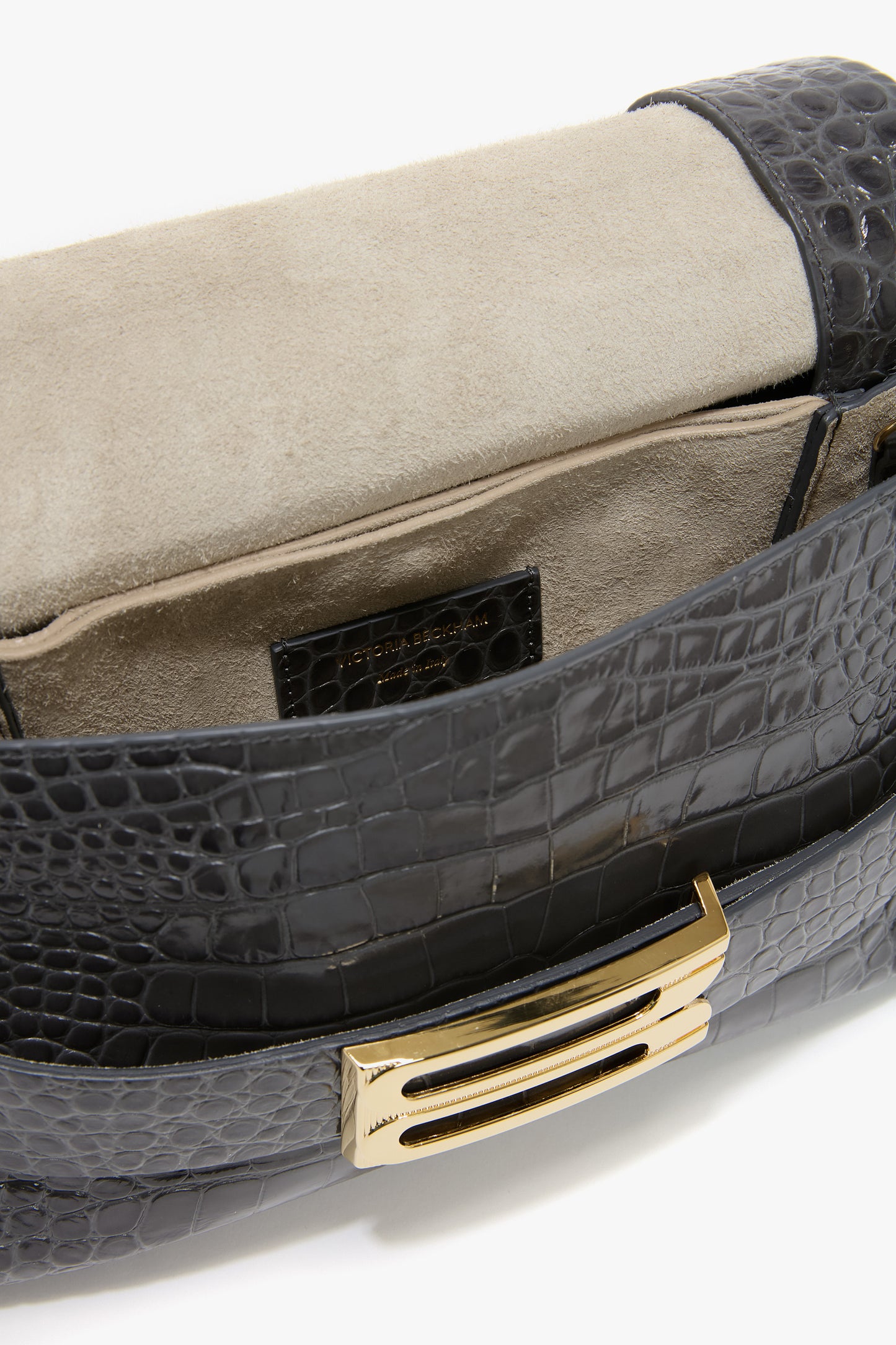 B Pouch In Croc Effect Slate Grey Leather