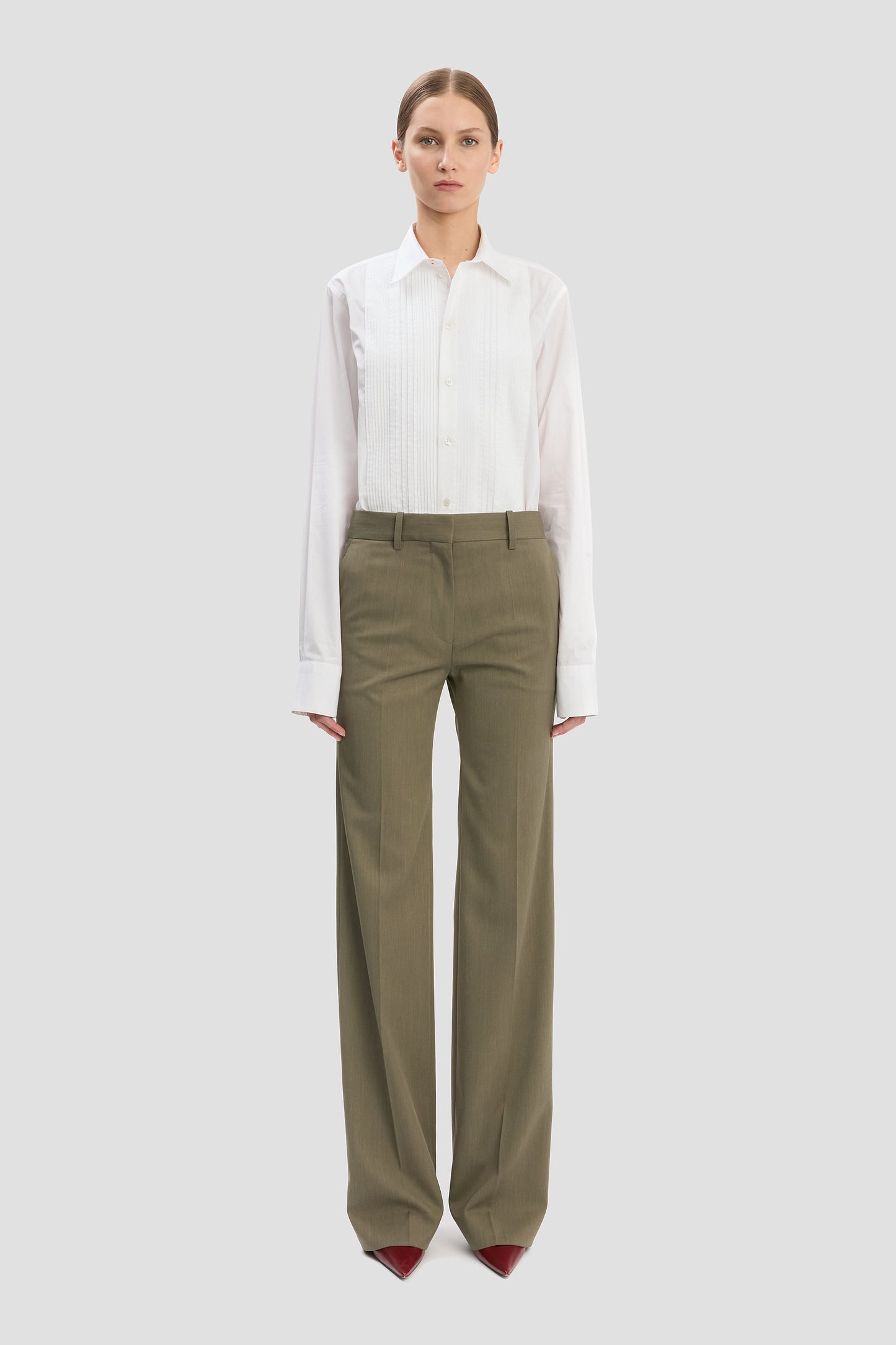 Tailored Straight Leg Trouser In Sage Melange