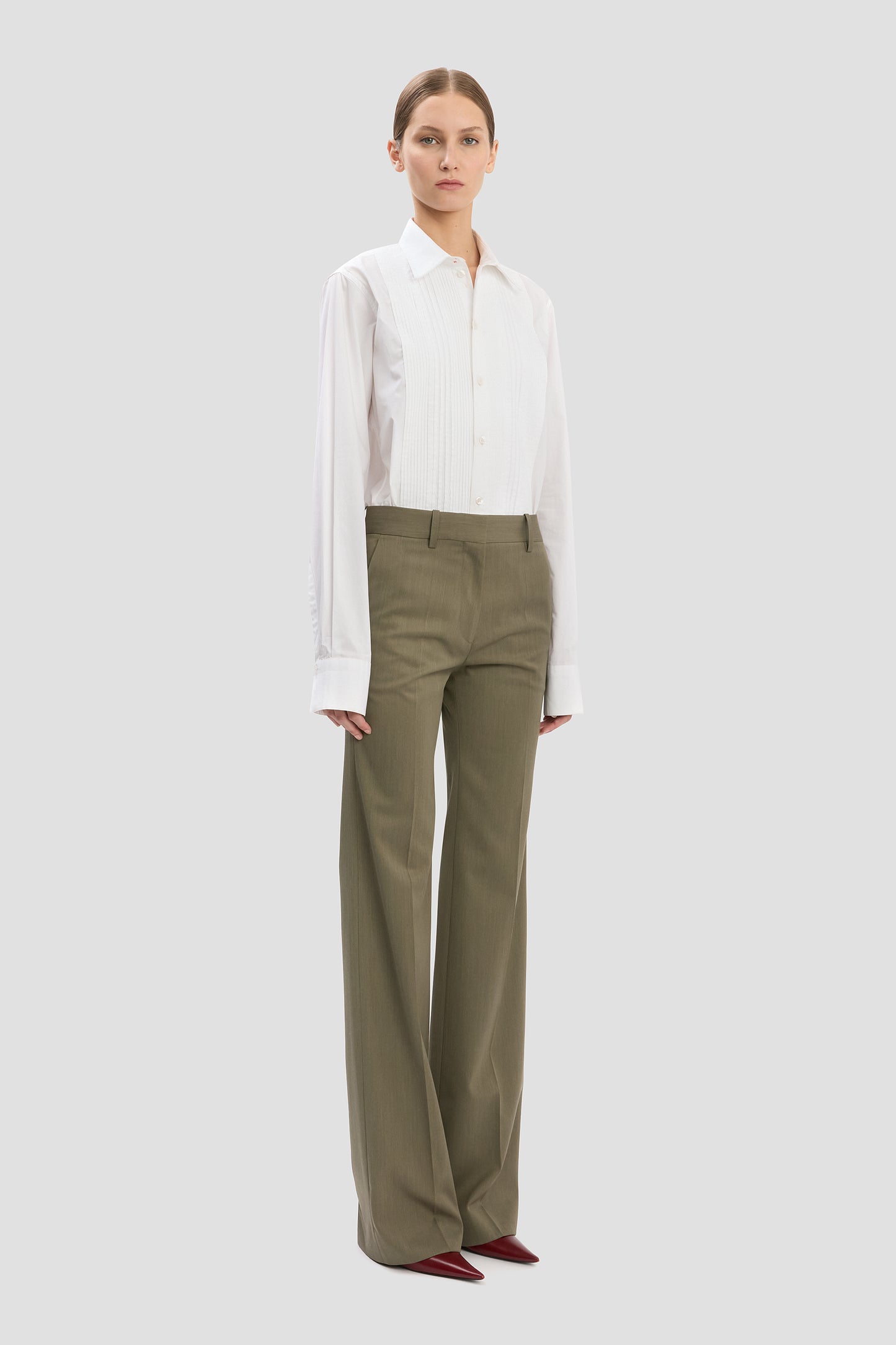 Tailored Straight Leg Trouser In Sage Melange