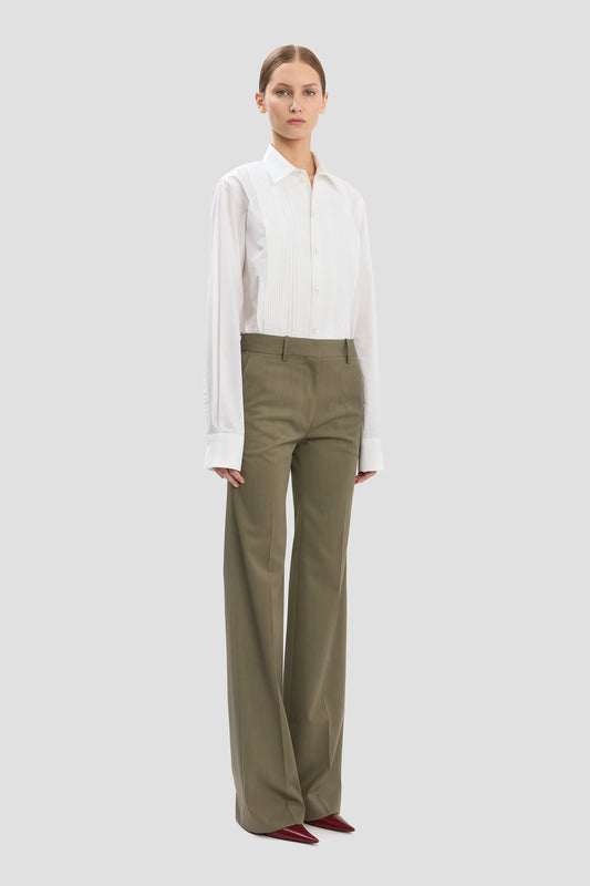 Tailored Straight Leg Trouser In Sage Melange