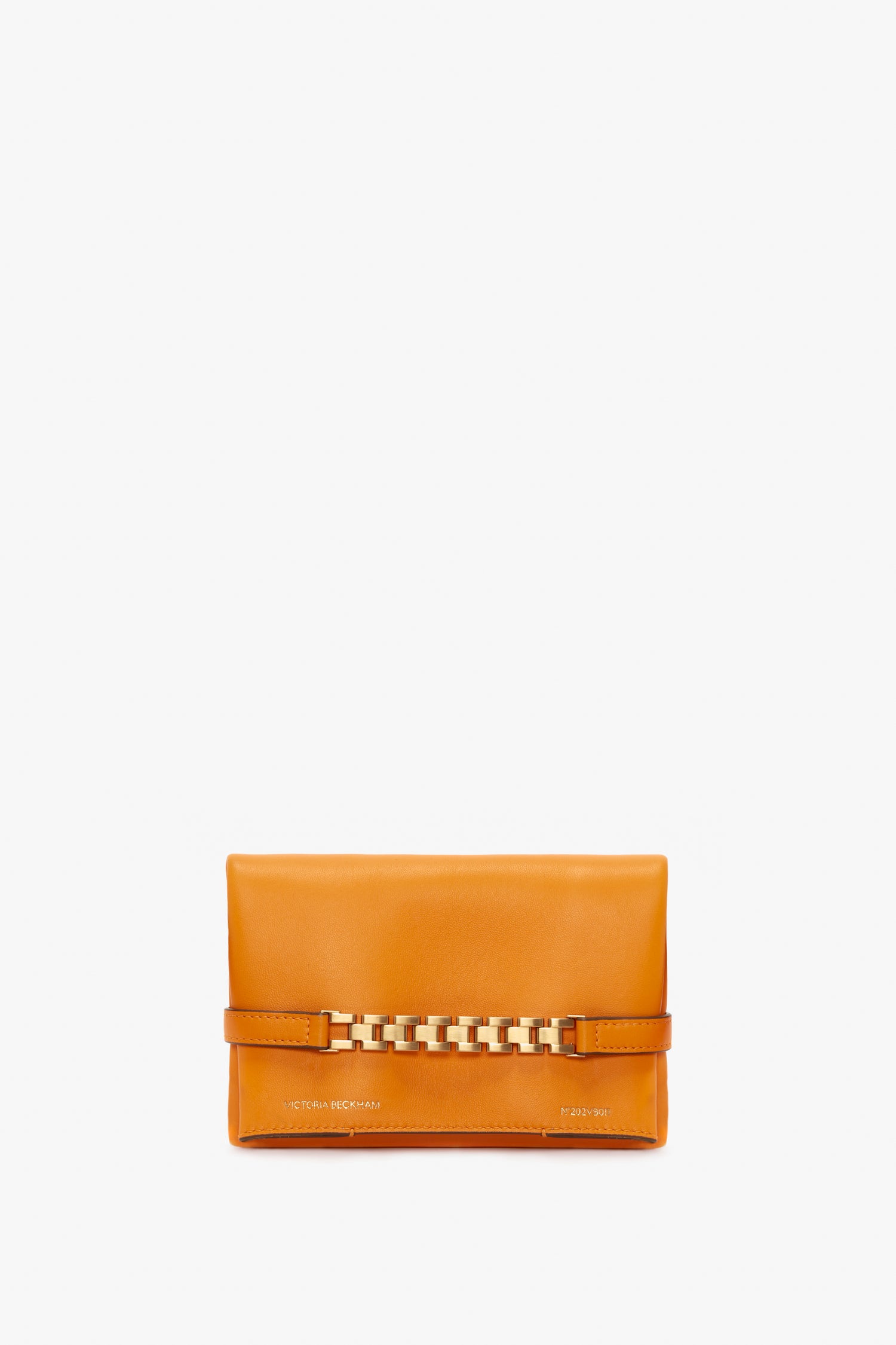 Mini Chain Leather Shoulder Bag in Orange - Victoria Beckham