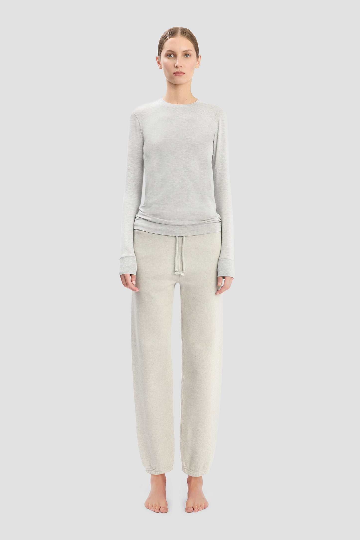 Long Sleeve T-Shirt In Grey Marl