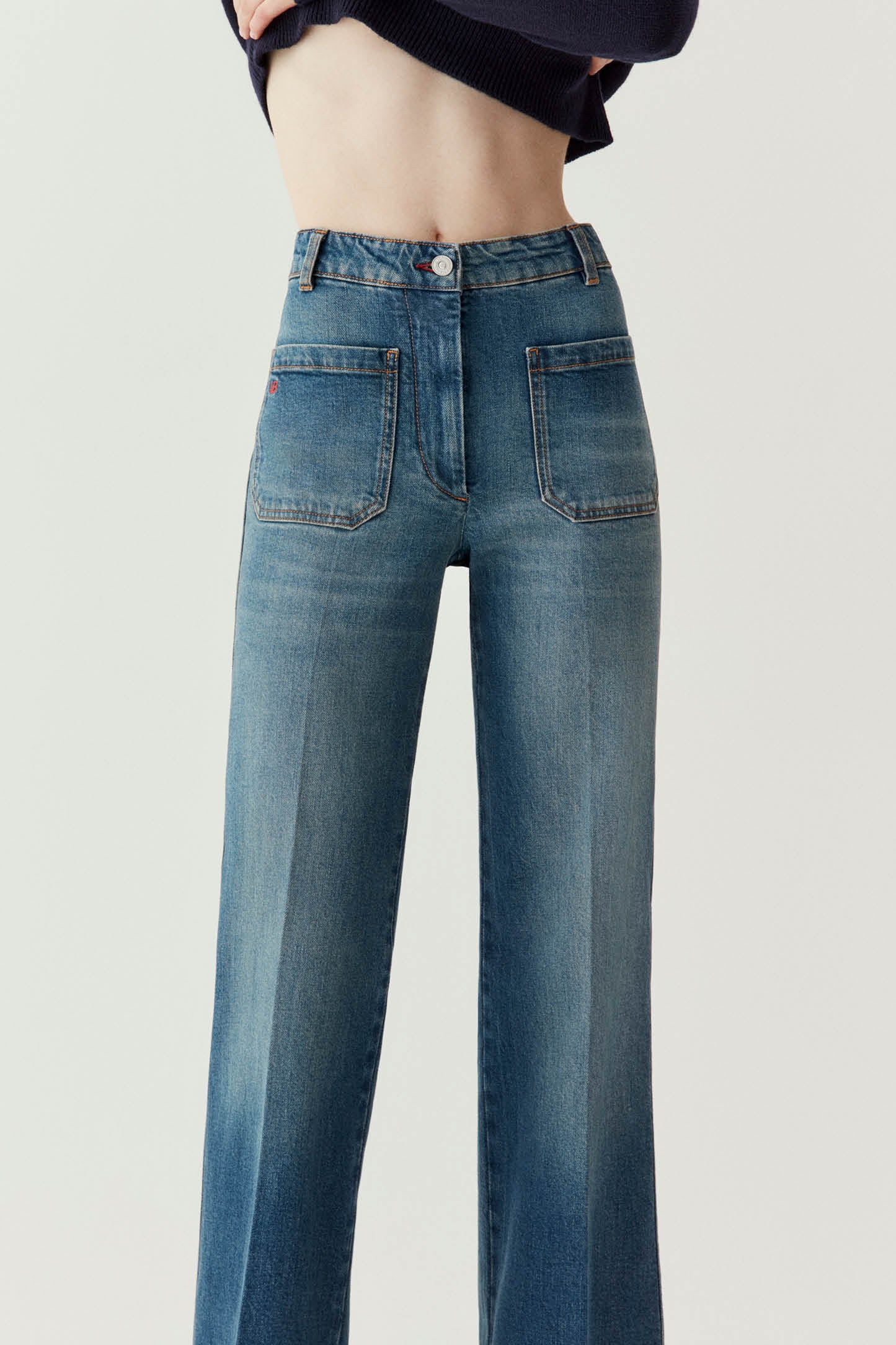 Exclusive Alina High Waisted Stretch Jean In Mid Blue